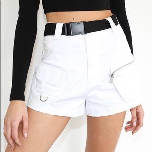 I AM GIA White Cargo Shorts
